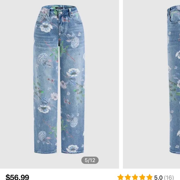 Flamingals floral pattern high waist jeans, Small (4-6) - Picture 8 of 8